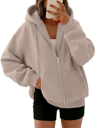 LILLUSORY Zip Up Hoodies For Women Uk Oversized Sweatshirts Fleece Jackets | Full Zip,Plus Size Tops,Fall Gym Outfits,Capsule Wardrobe Clothing,Autumn Clothes