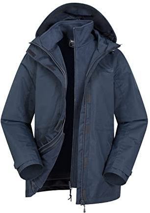 Mountain Warehouse Fell Womens 3 in 1 Jacket -Water Resistant Rain Jacket, Adjustable Hood Ladies Triclimate Coat, Packable Hood - Spring Summer, Walking Navy Women's Size 18