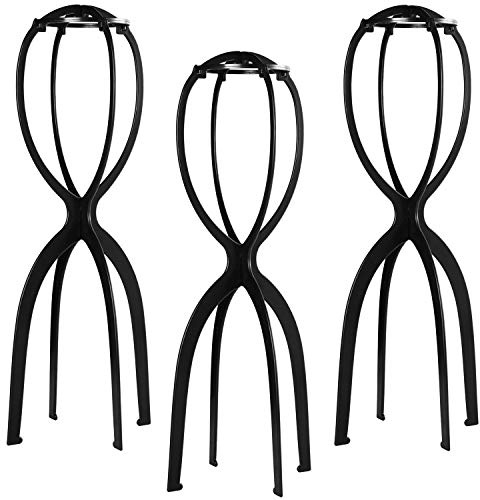 Dreamlover 50 cm Hoher Perückenständer für Lange Perücken, 3 Stück | Strapazierfähiger Kunststoff Perückenhalter, Leicht zu Transportieren auf Reisen, Ideal für Perücken, Hüte und Masken