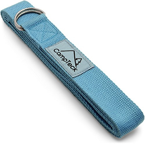 CampTeck U6823 D-Ring Polyester Yoga Strap – Adjustable Stretching Yoga Belt for Holding Positions, Improved Flexibility, resistance for Pilates, Yoga, Fitness and Exercise - 243 x 3.8cm - Blue