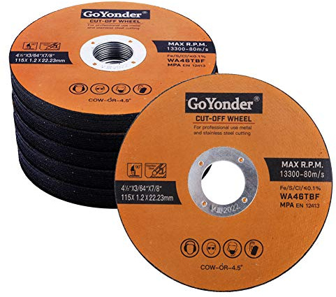 GoYonder 115 x 1.2mm Ultra Thin Stainless Steel Cutting Discs for Angle Grinder,4.5 Cutting Blades for Metal,Stainless Steel Pipes,Steel Cables, and Non-ferrous Metals Pack of 50