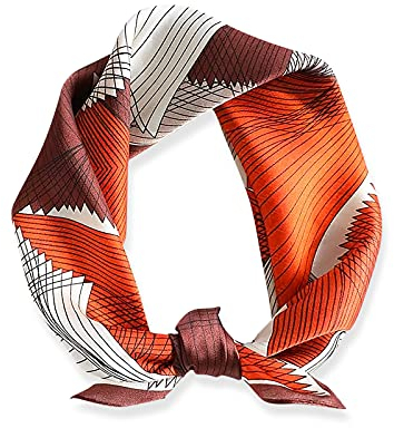 LumiSyne Mode Seidenschal Damen Geometriemuster Quadratischer Schal Weiche Warmer Satin Geschäfts Freizeit Stil Kopftuch Dekoration Bandana Haarband Frühling Herbst