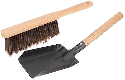 Veemoon 1 Juego Juego De Limpieza De Chimenea Accesorios Para Estufas De Leña Pala De Carbones De Estufa Póquer De Chimenea Palas Estufa De Leña Cepillo Para Parrilla Carbón Hierro Forjado