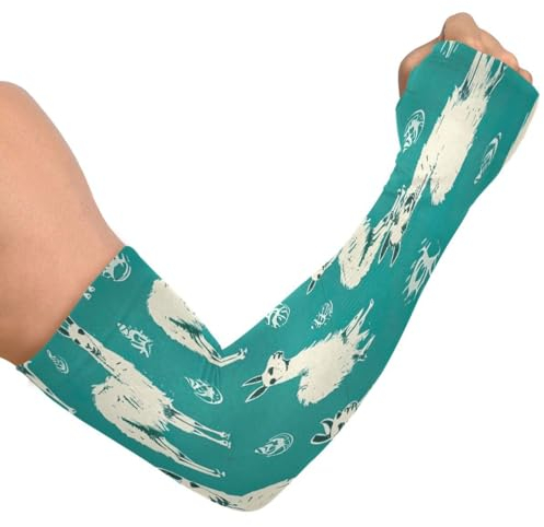 JUMBEAR Niedliche Alpaka-Armstulpen für Damen und Herren, mit Daumenloch, UV-Sonnenschutz, kühlende Ärmel für Gartenarbeit, Sport, Angeln, a, Einheitsgröße