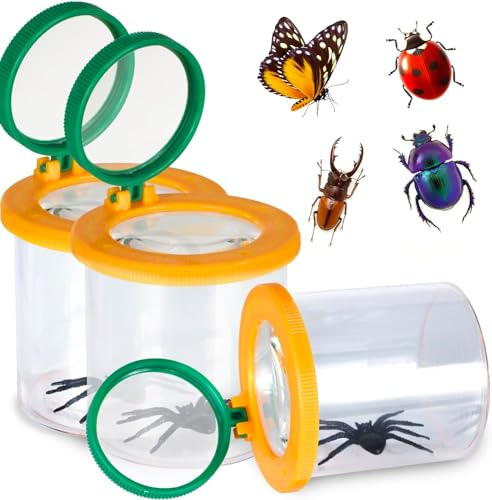 ZHENXITC 3 Stück Becherlupen, 3 Fach 6 Fach Insektenbeobachter, Lupenbecher Lupendose, Insekten Viewer für Outdoor Wissenschaft Natur Erkundung