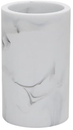Trade Shop - Bicchiere Porta Spazzolini Effetto Marmo Bianco Accessorio Arredo da Bagno 87830 -