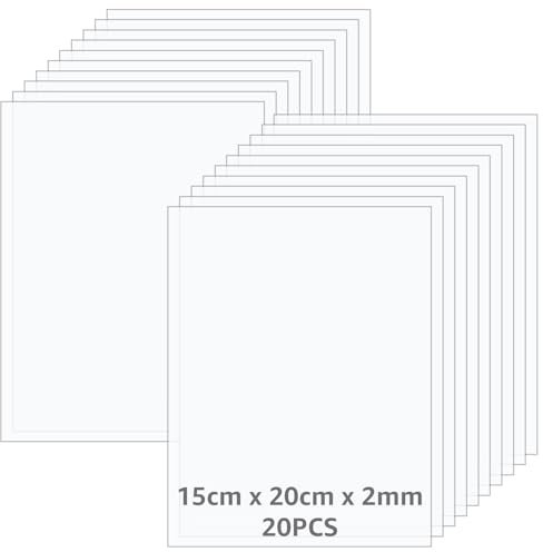 GBACHOOSE 20 placas de cristal acrílico de 20 x 15 cm, cristal acrílico de 2 mm, placa acrílica transparente, placa de plástico para corte láser, marco de fotos, exposición de proyectos, expositores