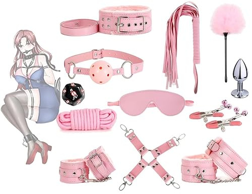 QiKKago 12 Pezzi di Pelle Regolabile Design Rosa Set di Esercizi, Kit di Allenamento di Resistenza A Casa-Q