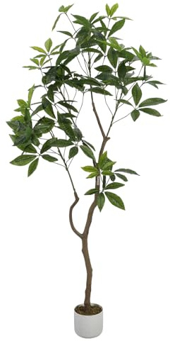 GAOMON 5.3 FT Money Tree Artificial, Tall Fake Tree with planters Artificial Umbrella Tree Artificial Plants for Indoor Outdoor Home Office