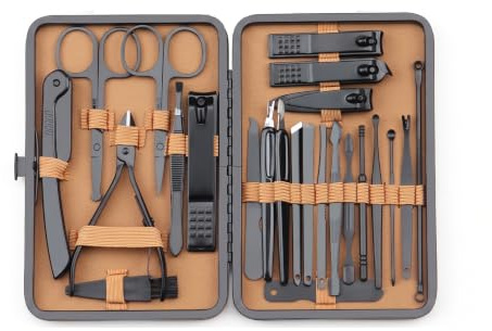 24 Piezas Set de Manicura Kit Pedicura Profesional Acero Inoxidable