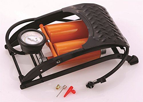 Hilka RAC-HP148 Heavy Duty Double Barrel Foot Pump, Orange/Black, Orange/Black