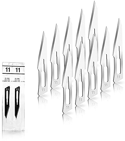 10 Stück Skalpellklingen aus Karbonstahl - Figur 11 - einzeln steril verpackt inkl. Klingenabzieher