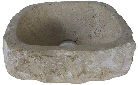 Lavabo in marmo grezzo, tutte forme, 45 cm circa, color crema