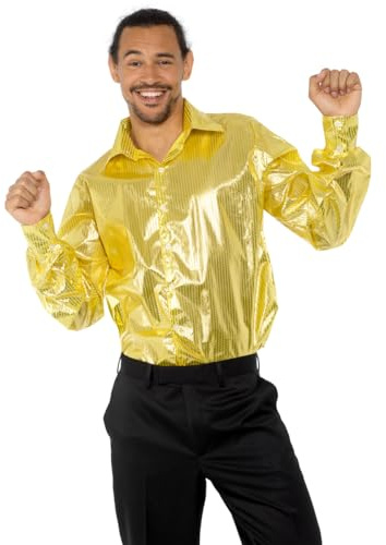 Karnival Costumes 82121 Costume chemise disco à paillettes pour homme, doré, taille L