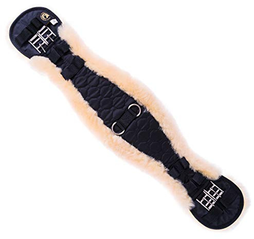 Merauno® Lammwolle Konturgurt Sattelgurt, Kurzgurt Dressurgurt, aus Qualitäts Merino Lammwolle, spezielle anatomisch konkave Form, für bessere Rutschfestigkeit. Farbe:Natur,Schwarz,Braun,Anthrazit