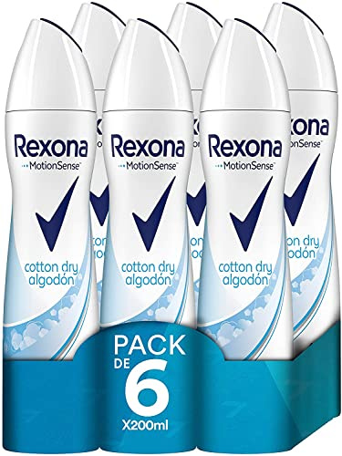 Rexona Desodorante Aerosol Antitranspirante para mujer Cotton Dry 200ml - Pack de 6