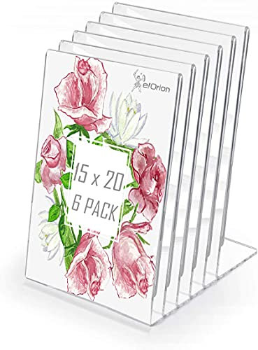 e!Orion Juego de 6 Soporte de sobremesa DE 15x20 cm, Portafotos de plástico Transparente, Idea para Hogar, Oficina, Bar y Restaurante (Vertical)