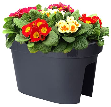 GEEZY Balcony Planter Box Railing Flower Bridge Pot Porch Terrace Garden Decor, Anthracite