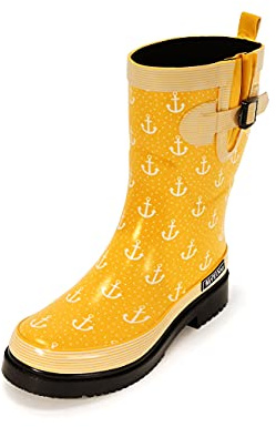 MADSea Ocean Anchor Bottes Caoutchouc Femme Jaune Motif Ancre, Taille:39 EU