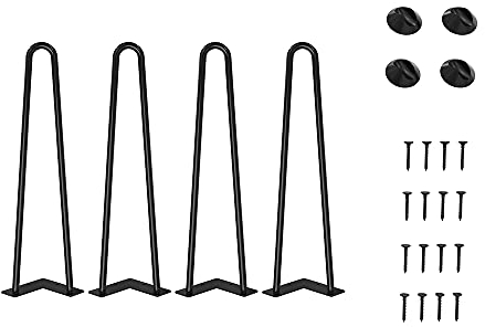 WINSOON 41cm Hairpin Table Legs 4PCS Max Support 450lbs with Protector Feet Mid-Century Modern Style for Furniture Legs, Coffee Table Legs, Bench Leg, Chair Leg