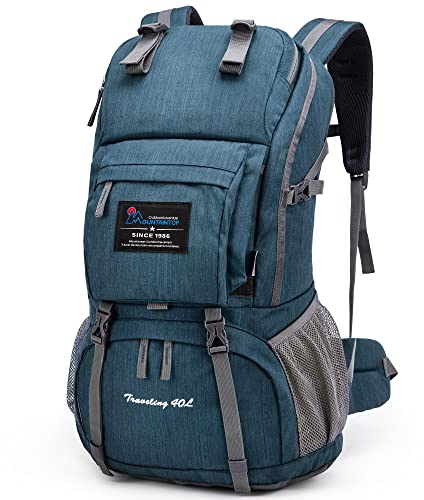 Mountaintop 40L Wanderrucksack Herren Damen Trekkingrucksack Backpacker Reiserucksack Outdoor Camping Klettern Rucksäcke mit Regenhülle (Azurblau)