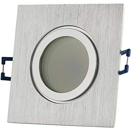 10x LED Einbaustrahler Set eckig Edelstahl gebürstet 5 Watt warmweiß IP44 flach - 230V Einbau-spot dimmbar für Bad - Deckenleuchte 60-70mm Bohrloch Decken-Strahler Feuchtraum Dusche