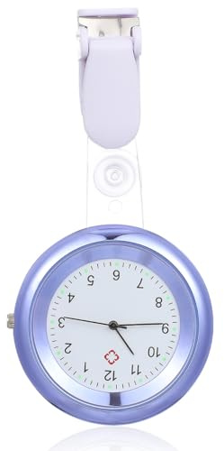 Hemobllo Purple Alloy Clip-On Fob Watch for Nurses – Clear Dial, Secure Clip, Quartz Movement for Hospital Ward & Care Home Uniform