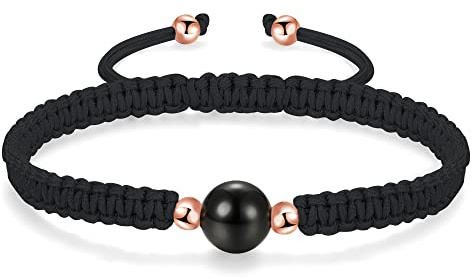 JENDEAR SHINE Achat Geflochtenes Armband, Verstellbares Handgefertigtes Seil Armband für Frauen Mädchen, Geburtstagsgeschenk für Freundschaftspaare, Energie Yoga Heilstein Rot Schwarz