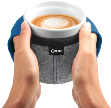Ozio Calientamanos Taza, Taza de Desayuno de Cerámica de Gres con Forro de Lana, Taza de Capuchino, Taza de Leche, Té, Té de Hierbas, Taza de Desayuno Grande, Regalo Original, 400ml, Tama, Azul