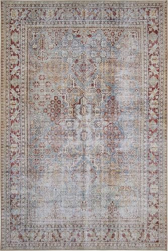 -LUXOR- living Vintage Teppich modern, moderner Digitaldruck, flach, gekettelt, farbecht, Designteppich für Innen, Terra - Multi 155 x 230 cm