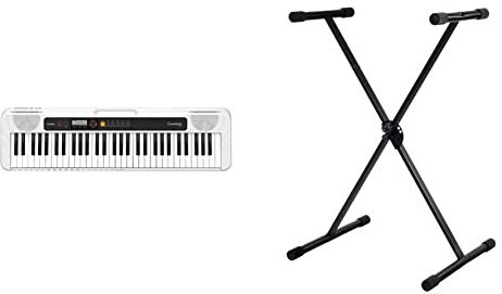 Casio CT-S200WE CASIOTONE Keyboard mit 61 Standardtasten und Begleitautomatik, weiß & FX F900520 Keyboardständer