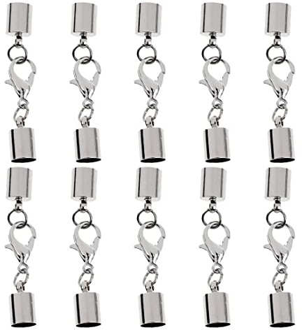 IUDWCG 10 Pcs Chiusura aragosta in acciaio inossidabile, catena con cinturino in pelle, creazione di gioielli, chiusura per bracciale a catena, cinturino in pelle, gioielli, fai da te