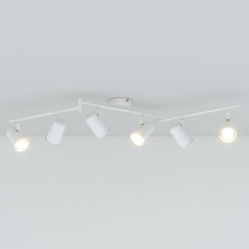 HOFTRONIC - Riga LED Deckenstrahler 6-Flammig - Weiß - 6 Spots drehbar/schwenkbar - GU10 400 Lm 4W 4000K Neutralweiß - Deckenspot für Wohnzimmer, Küche, Flur - Deckenleuchte - Spotlampe (L1200mm)