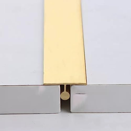 TREGOO Brass Material Flooring Transition Strip, T Molding Gold Edging Trim Caulk Strip for Uneven Floors, Vinyl to Wood Floor Seam Floor Gap Cover (Size : 22x8mm)