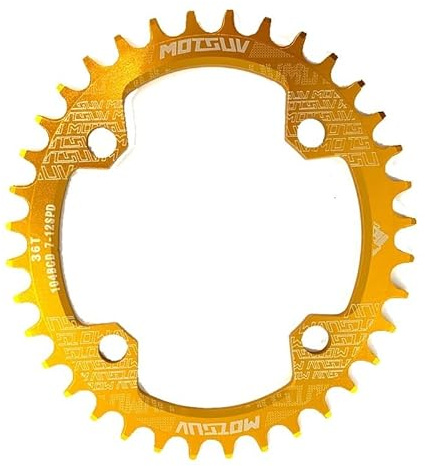 RAAMKA Kettenblatt 104BCD Oval MTB Kettenblatt Schmale Breite Mountainbike Fahrrad 32T 34T 36T 38T Kurbelgarnitur Einzelne Zahn Platte Teile 104 BCD FahrradkettenbläTter (Color : Glod 34T Oval)
