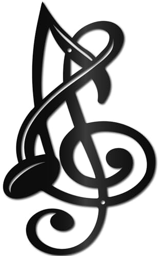 CREATCABIN Musical Note Wall Decor Metal Music Wall Art Decor Iron Wall Art Black Hollow Note Sculpture Hanging Decor Rustic Wall Sign Decoration for Studio Living Room Bedroom Front Porch 12 x 7Inch