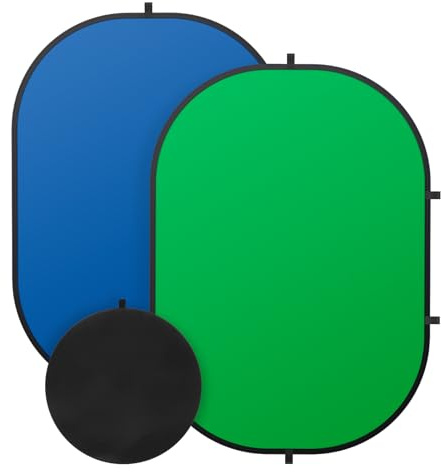 5X6.5ft grüner Bildschirm Hintergrund für Fotografie, doppelseitiger grüner Bildschirm und Blauer Bildschirm, 2 in 1 zusammenklappbarer und umkehrbarer Hintergrund für Fotografie, YouTube-Videos