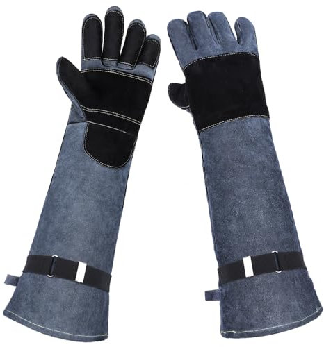 ENPOINT Tierhandhabungshandschuhe, robuste Katzenhandschuhe, bissfest, Hundetraining, Falknereihandschuhe, Schweißhandschuhe, Gartenhandschuhe, 55,9 cm, Grau/Schwarz