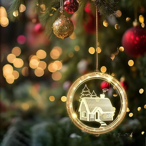 BELLE VOUS Luminarie Natalizie Finestra - Addobbi Natalizi per la Casa - Addobbi Natale Esterno e Interno - Decorazioni Luminose da Appendere - Luci LED per Finestre e Balcone