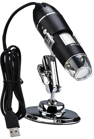 perfk Tragbares Digitales USB Mikroskop mit Verstellbarem Ständer für Elektronikreparaturen, 1600X