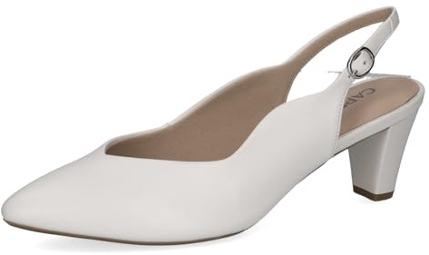 CAPRICE Damen Slingpumps aus Leder Spitz, Weiß (White Perlato), 36.5 EU