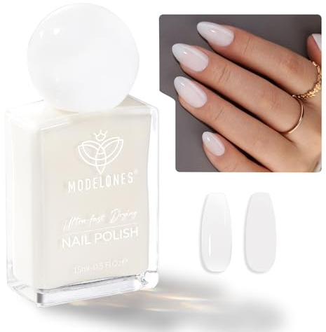 Modelones Nagellack weiß, 15ml Glänzend Schnelltrocknender Langanhaltender,Ein Wunderschönes Geschenk für Sie