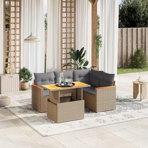 Amorsee Balkon Lounge Verstellbare Tischplatte Loungemöbel Balkon Sofa Rattan Gartensofa Gartenlounge Klein Ecklounge Lounge Möbel Outdoor Gartenmöbel Ecksofa Balkonmöbel Balkonsofa