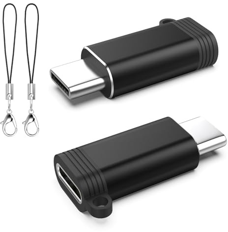 TiMOVO Adaptateur Lighting vers USB-C, 2 PCS,Noir | Avec Dragonne Métallique Anti-Perte, Charge Rapide & Transfert de Données, Compatible avec Téléphones/Ordinateurs Type-C