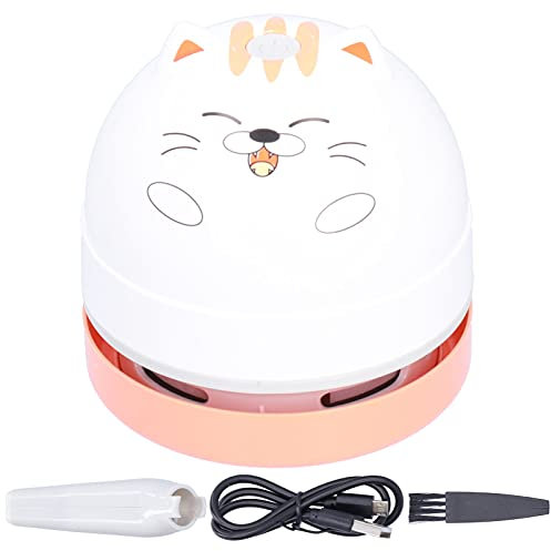 Gsycle Balayeuse De Miettes, Aspirateur De Bureau Au Design Animal Mignon Ramasse Miette De Table Mini Collecteur De Poussière USB Rechargeable Aspirateur De Bureau Poussière pour Enfants (Chat)