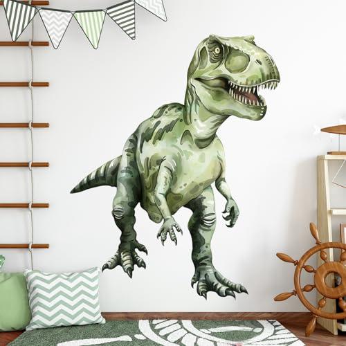 Decvictor Wandtattoo Großer Dinosaurier Wandaufkleber Tyrannosaurus Dinosaurier Wandsticker Kinderzimmer Babyzimmer Jungenzimmer Wanddeko (W108 * H130 cm)