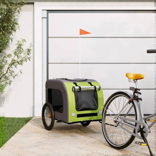 ShGaxin Fahrradanhänger Hunde Grün und Grau Oxford-Gewebe & Eisen, Fahrrad Anhänger, Lastenanhänger, Handwagen, Fahrrad-lastenanhänger, Lastenfahrrad