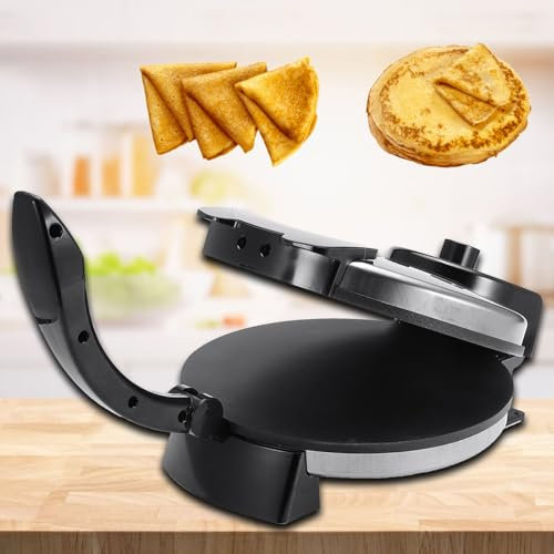 Naturalpowev Machine à roti de 10 Pouces, Presse à Tortilla électrique antiadhésive avec contrôle de température réglable, Machine à crêpes à Chauffage Uniforme pour chapati, Tortilla, roti