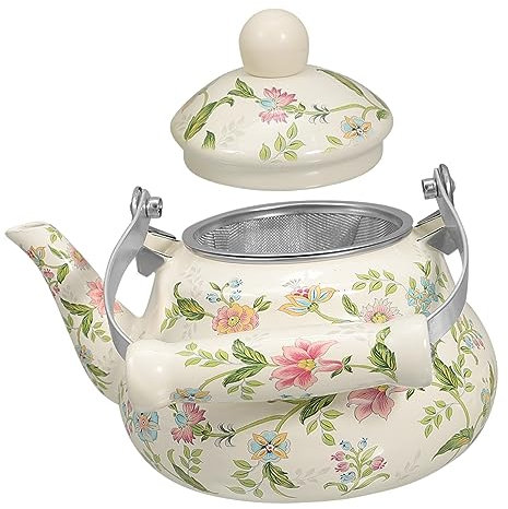 DECHOUS Enamel Tea Pot Infuser 1.5l Pear-Shaped Stovetop Kettle Multi-Function Tea Kettle for Boiling Water Coffee Home Daily Use