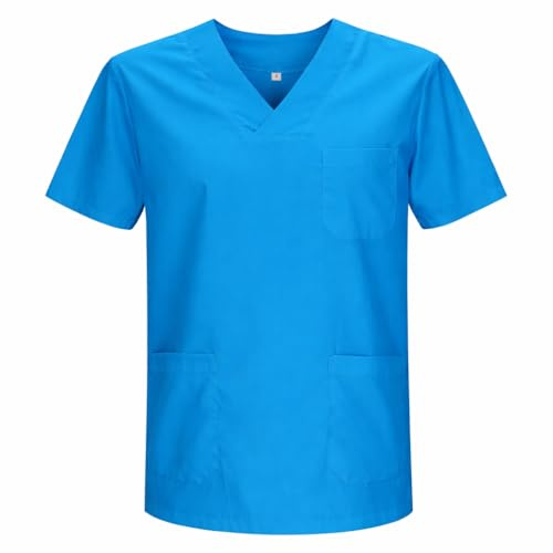 MISEMIYA Unisex medicinsk sjuksköterska uniform rengöring estetisk arbetsvård tandläkare veterinär hälsovård vård, Cyan, 4XL